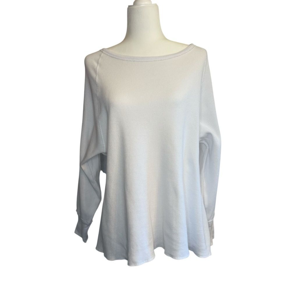 We The Free White Waffle Knit Long Dolman Sleeve Top Small Oversized